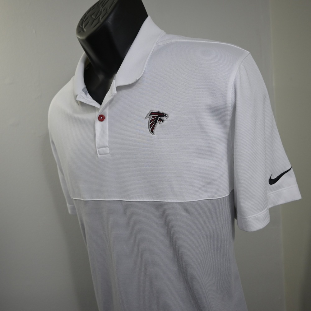 Nike Atlanta Falcons Polo Mens‎ XL White Gray NFL On-Field Dri-Fit Short Sleeve